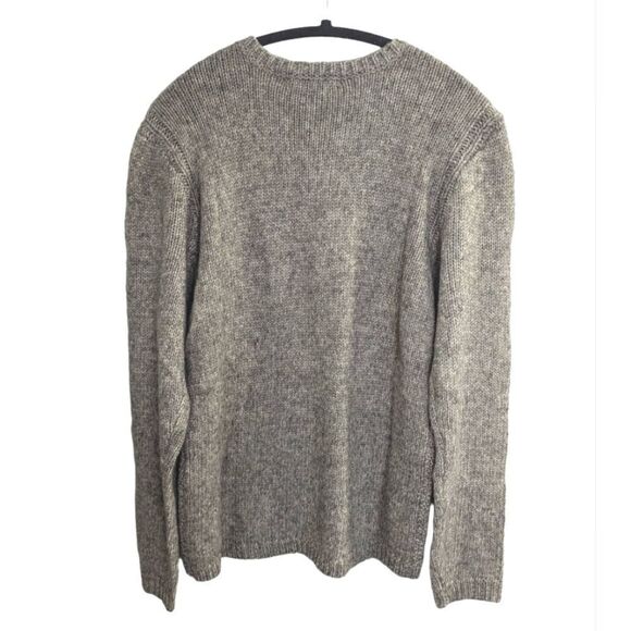 Magaschoni Taupe Heather chunky cable knit wool blend crew neck sweater mens S - Picture 2 of 4